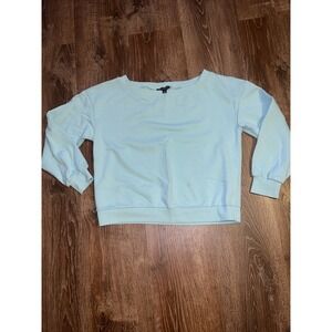 INC Sweatshirt Off Shoulder Pull Over Size L Long Sleeve Teal Green